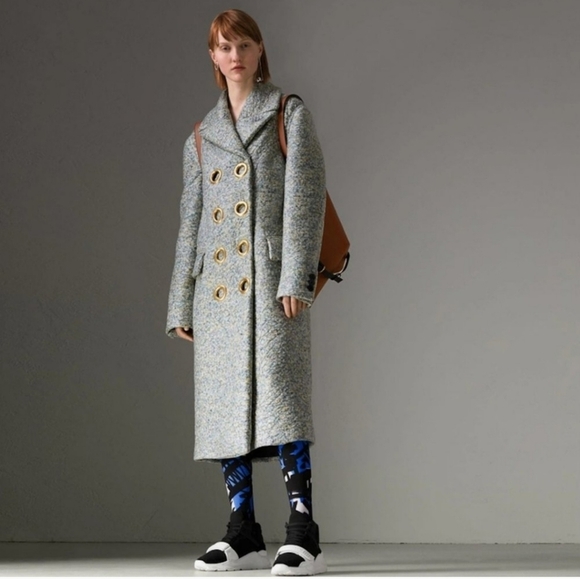 Auth. BURBERRY London Laminated Cashmere Olive Melange Double Breasted Coat Nwt - Picture 1 of 16